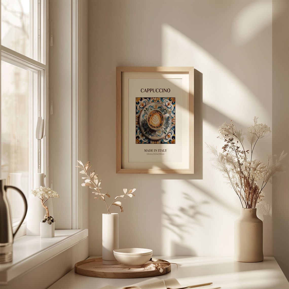 Cappuccino Italian Coffee Cup Maiolica Tile Style Kitchen Poster - Image 2