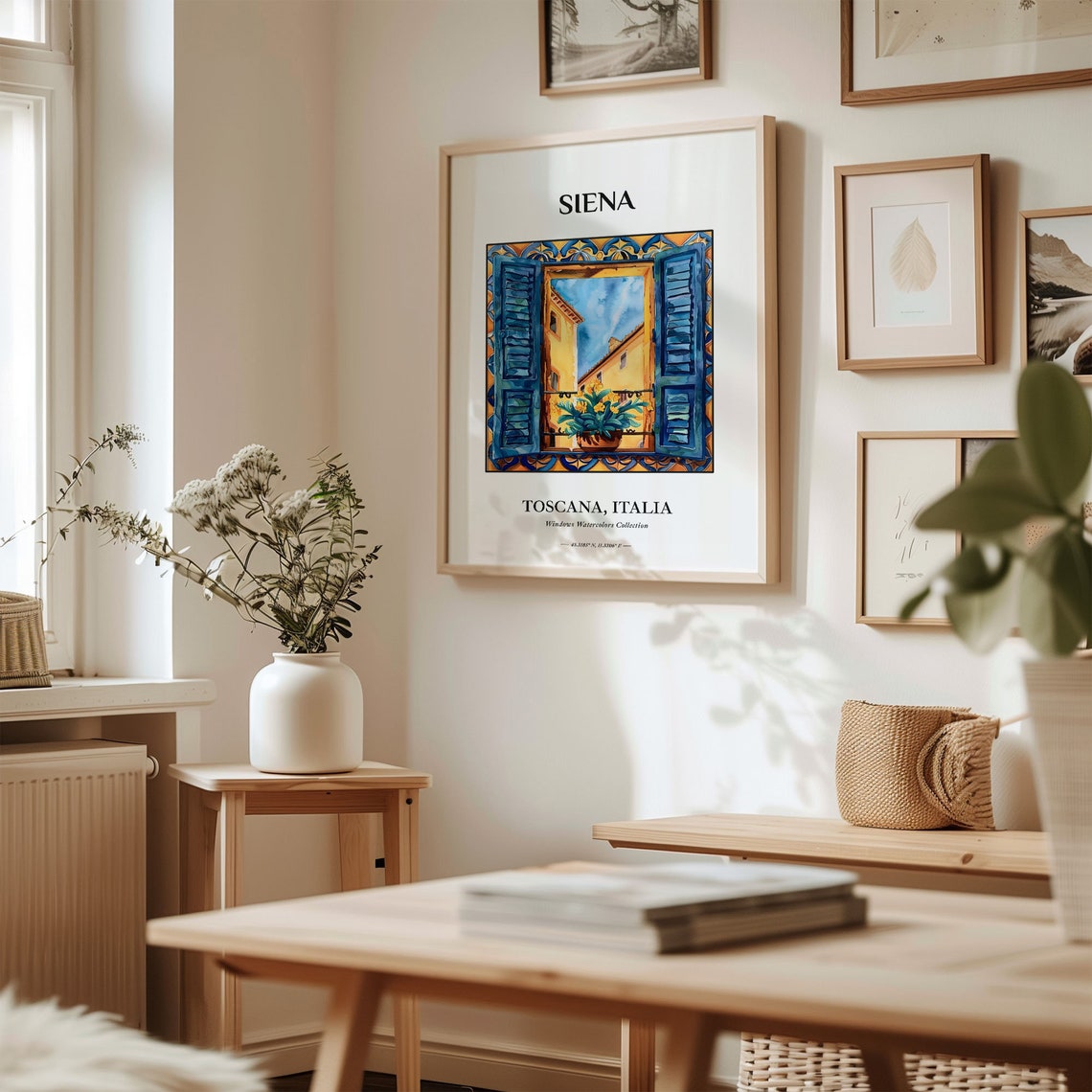 Siena Italy Tuscany Watercolor Window Shutters Flower Pot Poster - Image 2