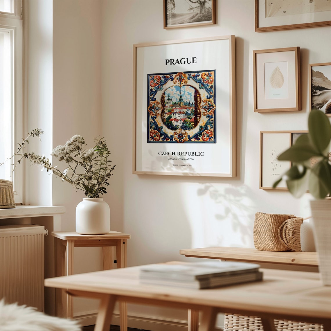 Prague Czech Republic Old Town Square Maiolica Tile Scene Wall Art - Image 2