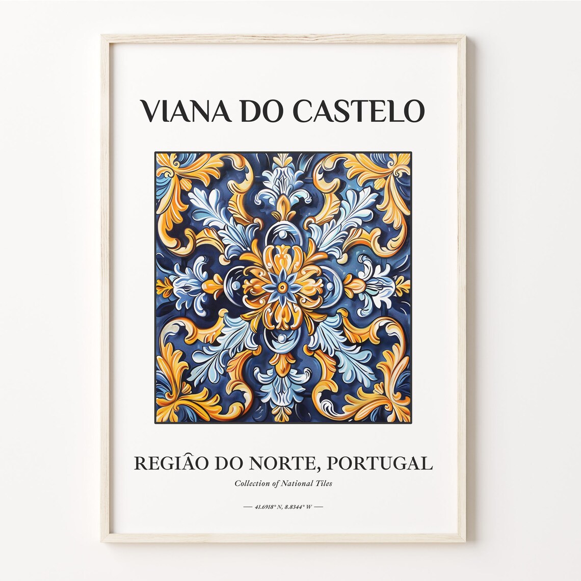 Viana Do Castelo Norte Portugal Blue Gold Tile Home Decor Poster