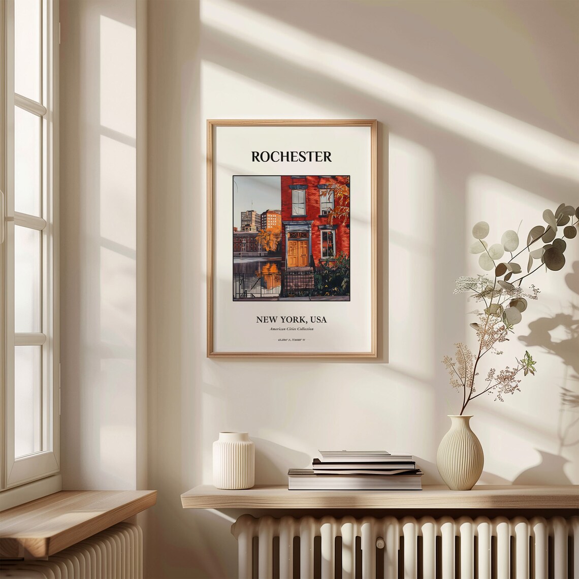 Rochester New York Autumn Brick Building City Art Travel Poster - Image 3
