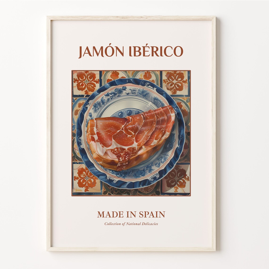 Jamón Ibérico Spanish Cured Ham Slices Tile Plate Art Poster