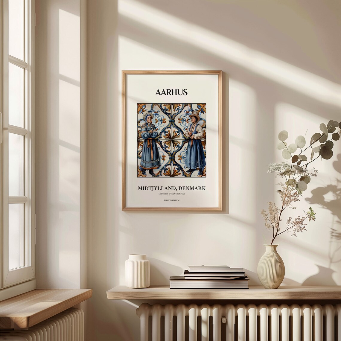 Aarhus Denmark Tile Poster with Women in Folk Costume Dresses - Image 3