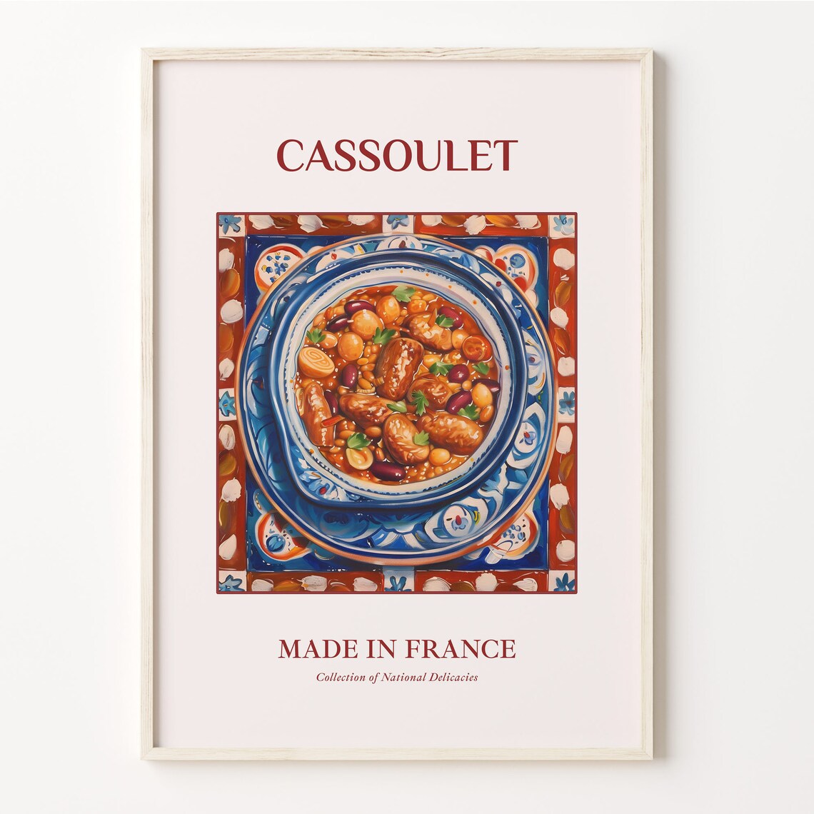 Cassoulet French White Bean Stew Maiolica Tile Kitchen Art Poster