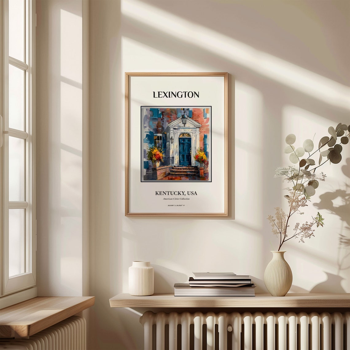 Lexington Kentucky Watercolor Colonial Brick Entry Blue Door Poster - Image 3