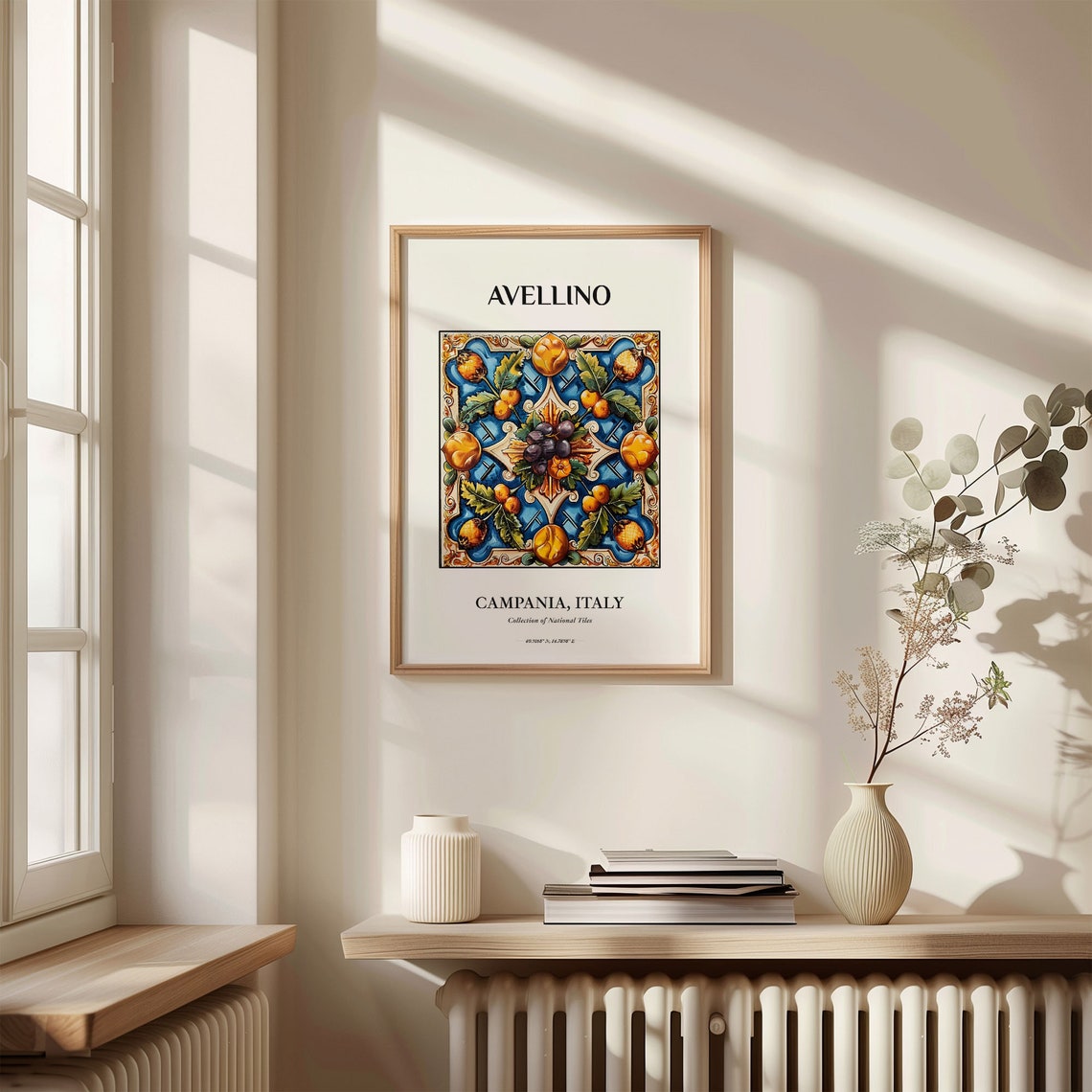 Avellino Campania Italy Fruit Traditional Tile Pattern Poster - Image 3