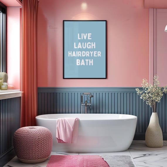 Live Laugh Hairdryer Bath Dark Humor Wall Art Print Edgy Home Decor Funny Gift For Friends Unique Bathroom