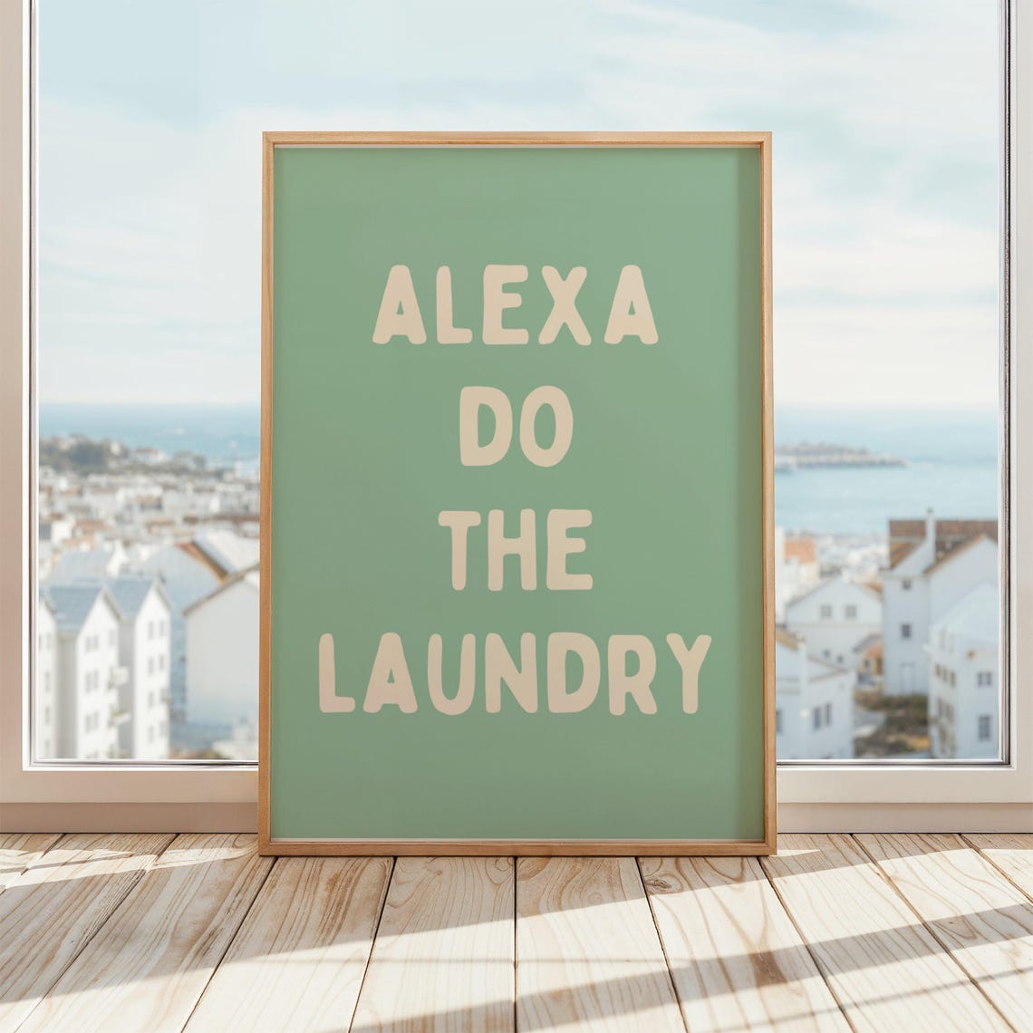 Alexa Do The Laundry Funny Sage Green Poster for Laundry Room Decor