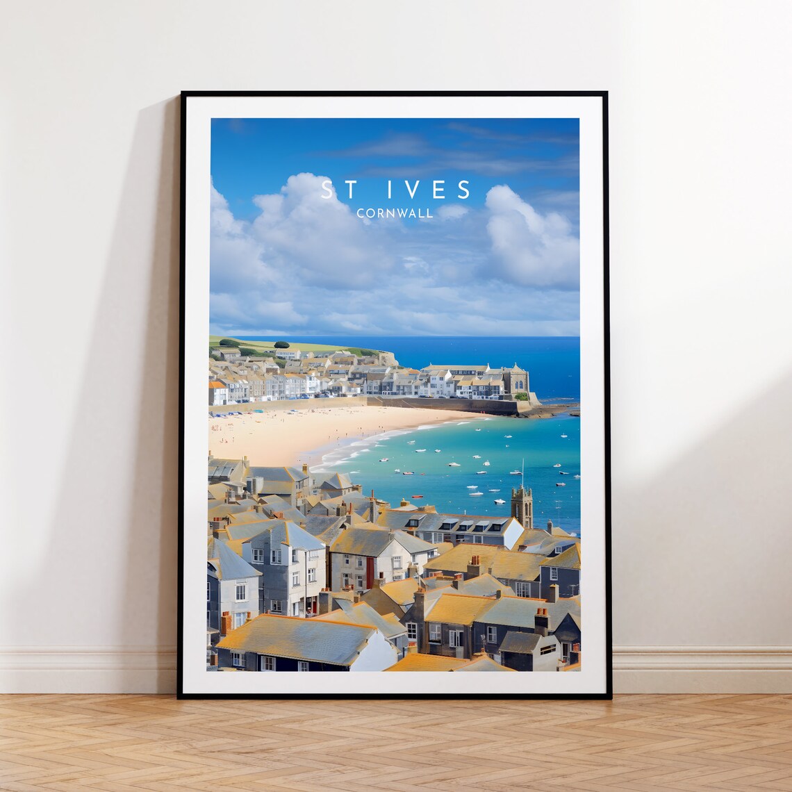 Cornwall Travel Poster, St Ives England Home Decor