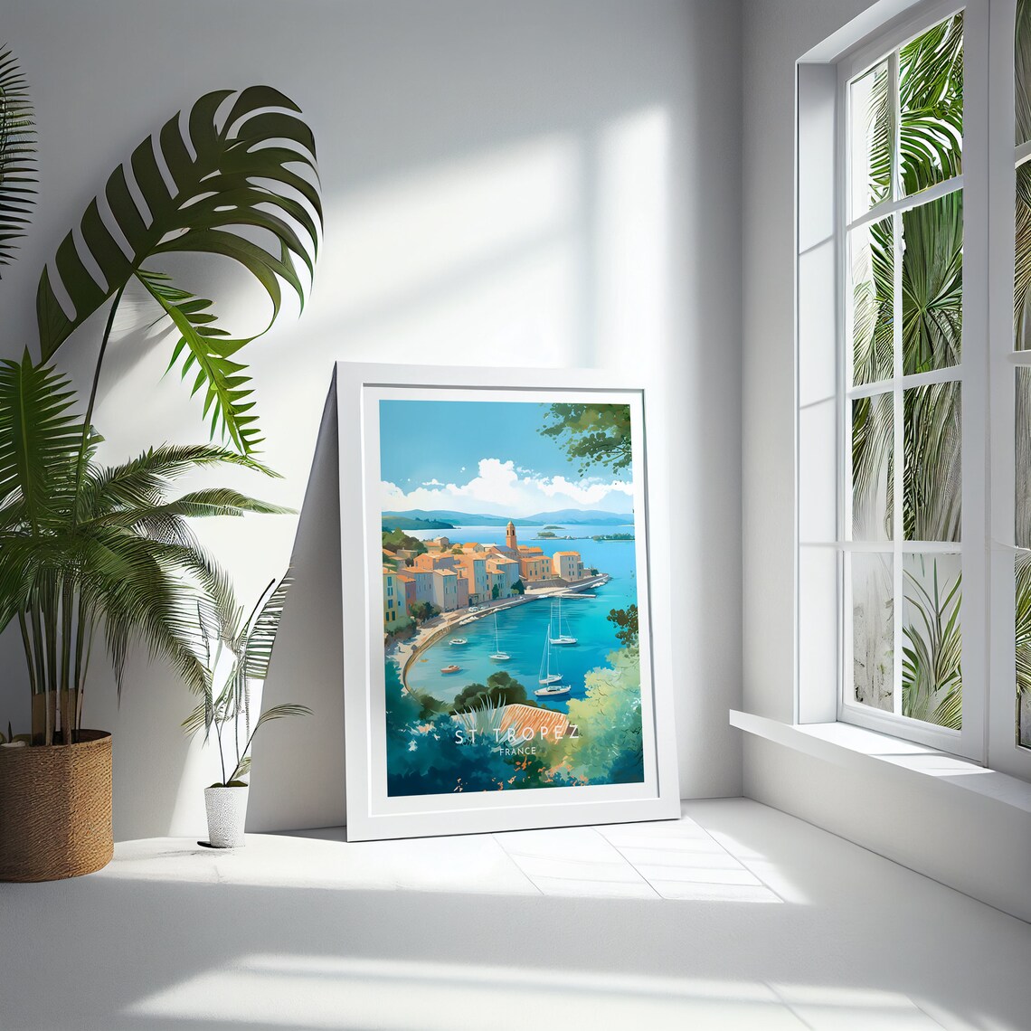 Saint-Tropez France Harbor Sailboats Sunny Coast Travel Poster - Image 4