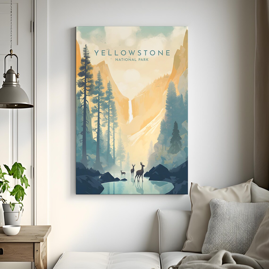 Yellowstone Travel Poster, Wyoming Yellowstone Falls - Image 3