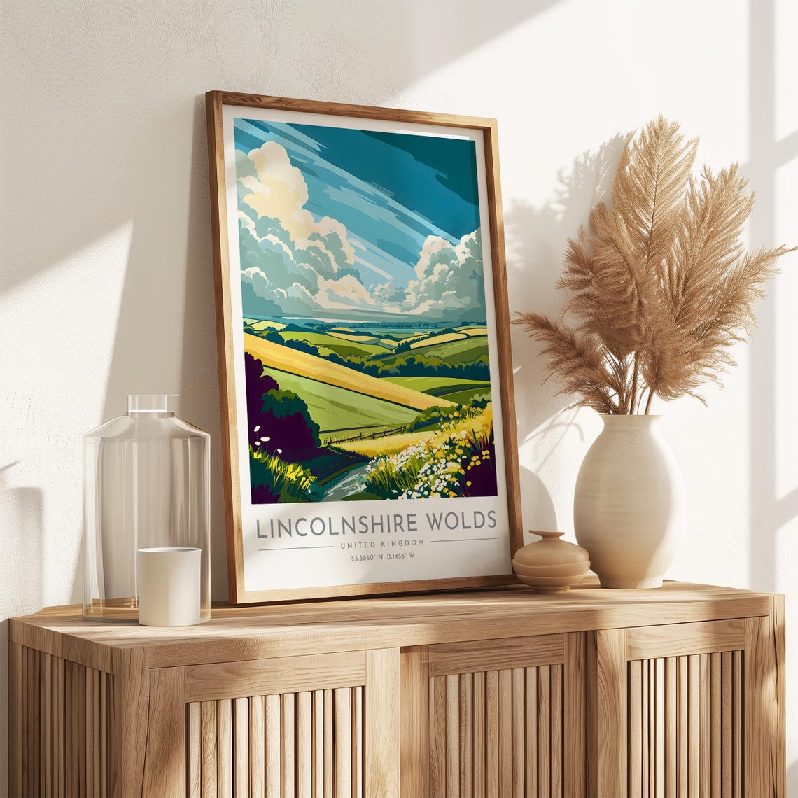 Lincolnshire Wolds Patchwork Green Hills Dramatic Sky Poster - Image 3