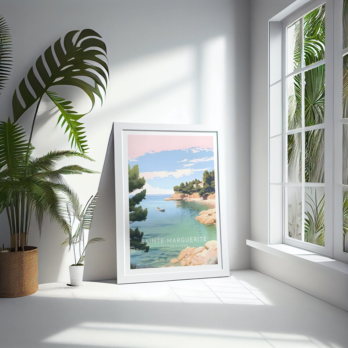 Sainte Marguerite French Riviera Cove Sailboat Calm Sea Poster - Image 4