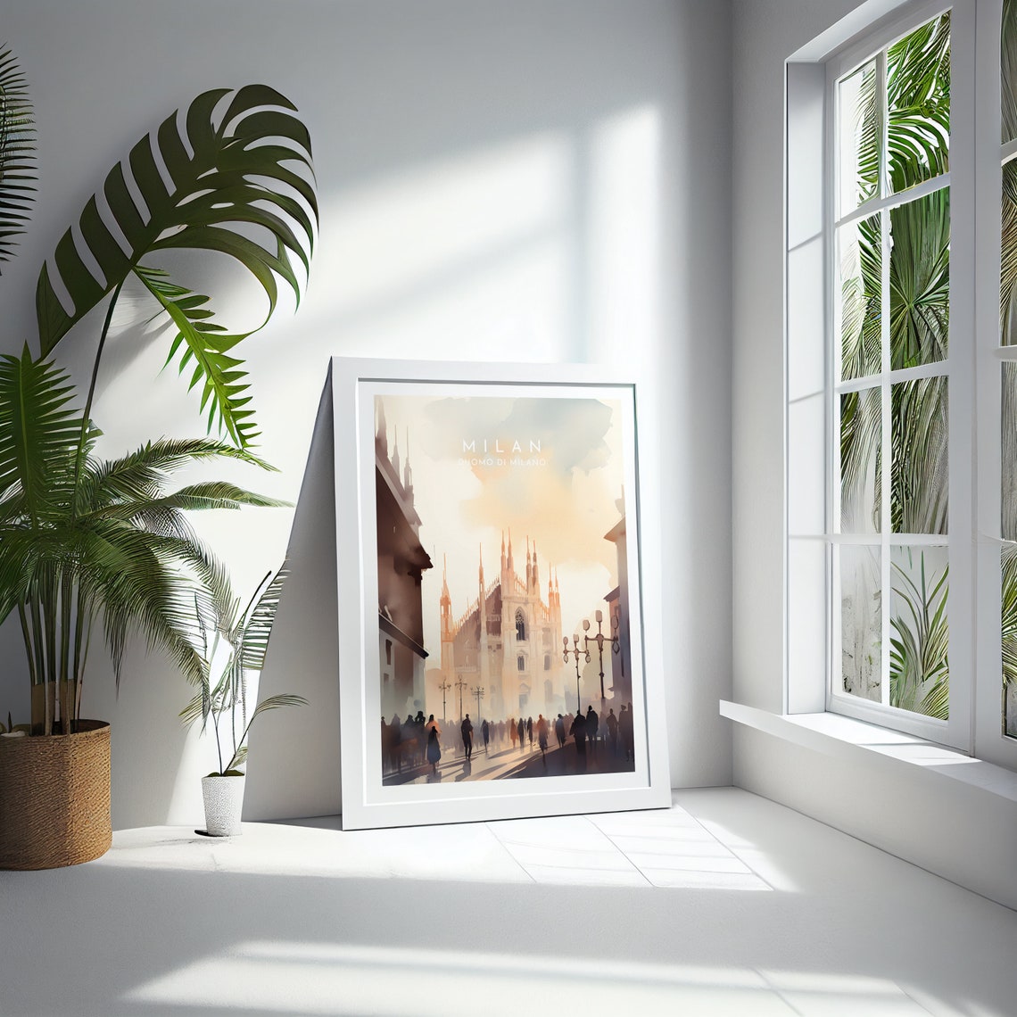 Milan Duomo Di Milano Watercolor Travel Poster with Cathedral View - Image 4