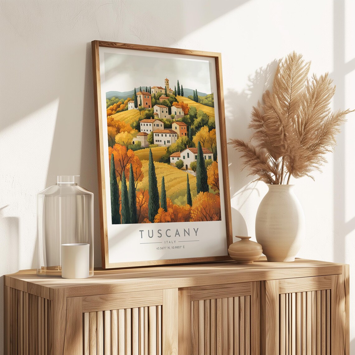 Tuscany Autumn Hill Town Cypress Trees Landscape Travel Poster - Image 3
