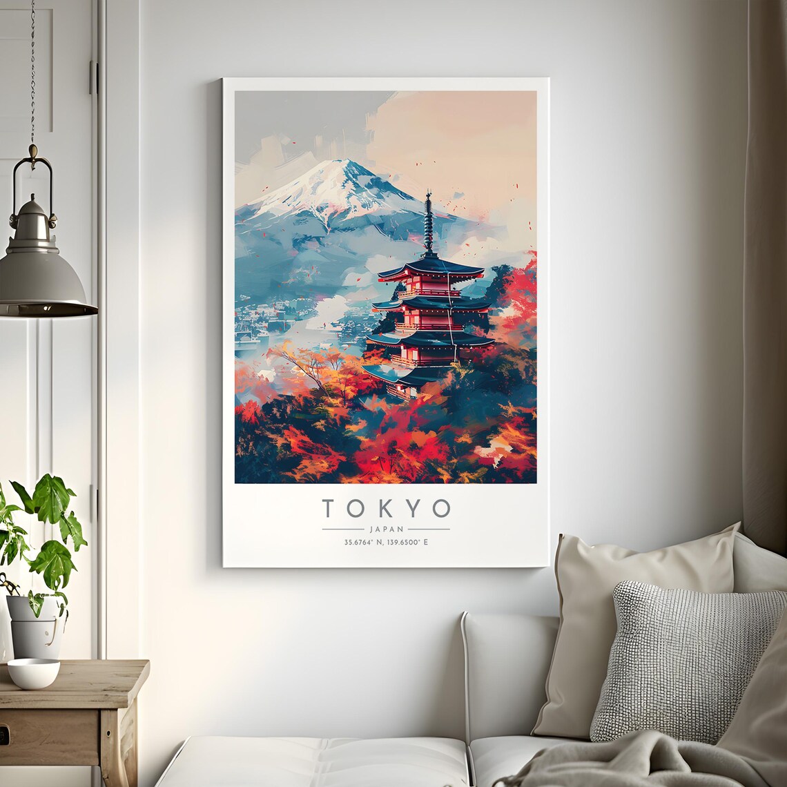 Tokyo Mount Fuji Red Pagoda Autumn Maple Leaves Japan Art Poster - Image 2