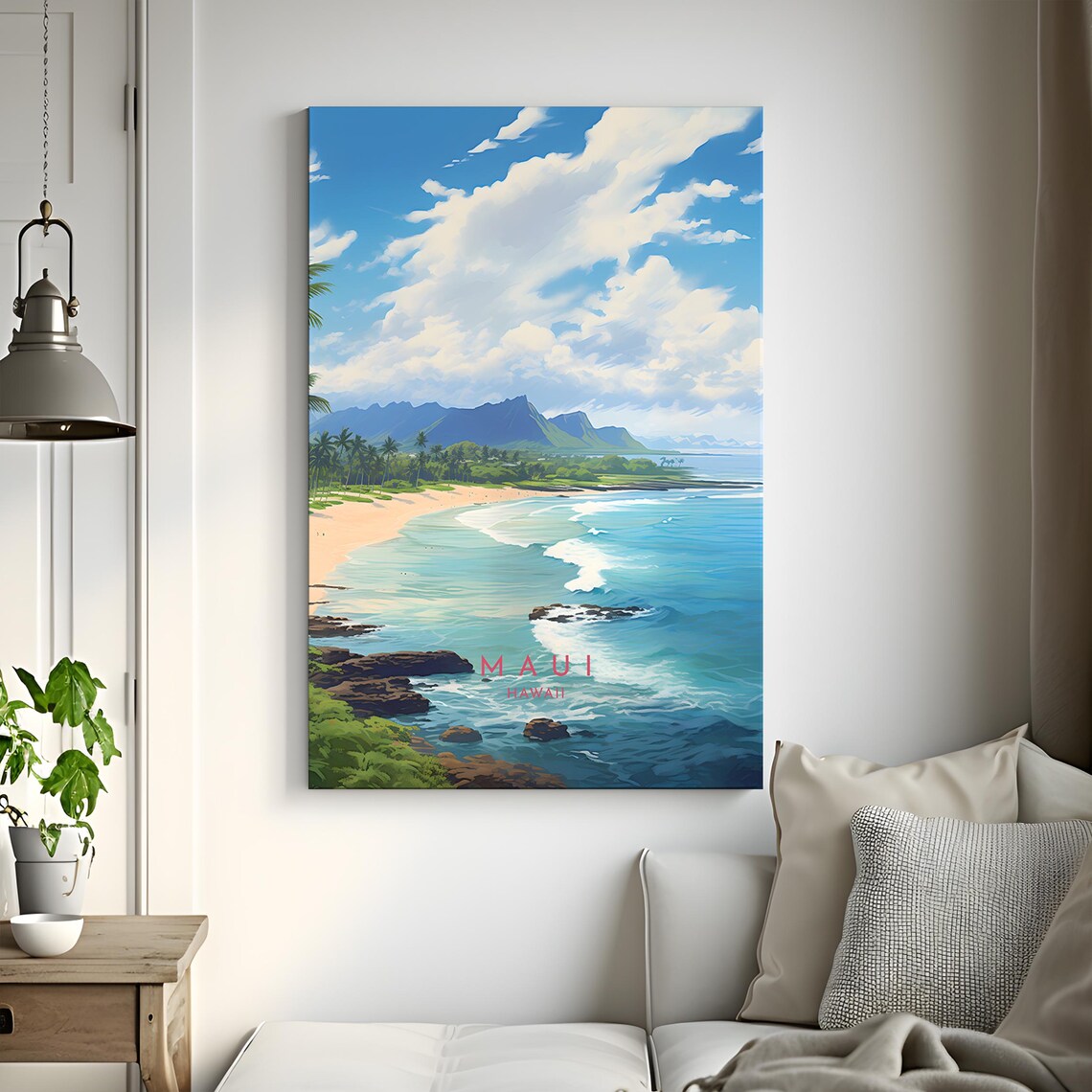 Maui Hawaii Beach Daytime Turquoise Waves Tropical Travel Poster - Image 3