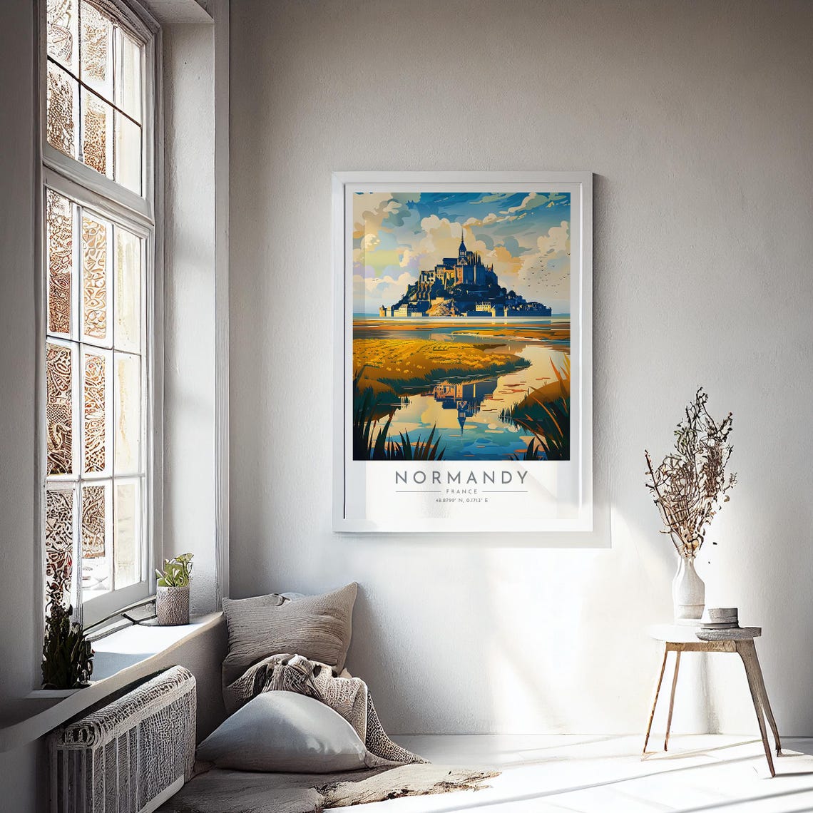 Normandy Mont Saint Michel Abbey Tidal Reflection France Poster - Image 4