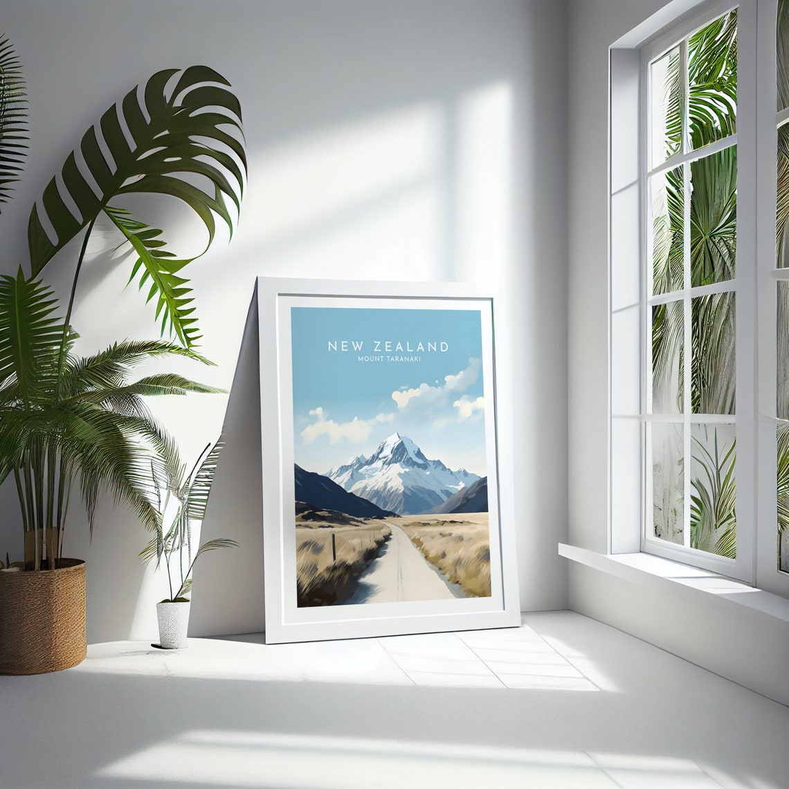 New Zealand Mount Taranaki Snow Capped Peak Grassland Poster - Image 4