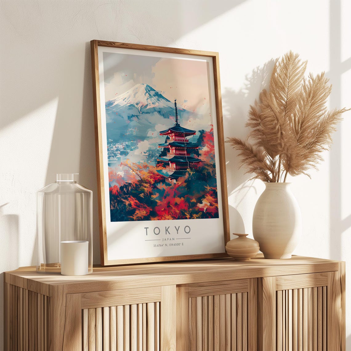 Tokyo Mount Fuji Red Pagoda Autumn Maple Leaves Japan Art Poster - Image 3