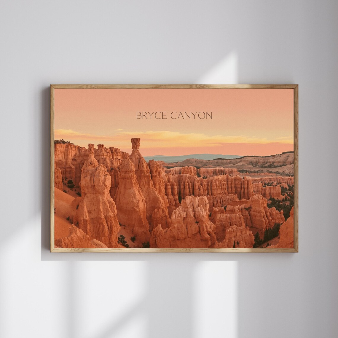 Bryce Canyon Hoodoos Sunset Warm Orange Amphitheater Travel Poster
