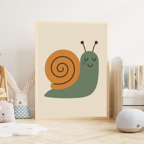 Snail Nursery Wall Art Gender Neutral Baby Room Decor Png