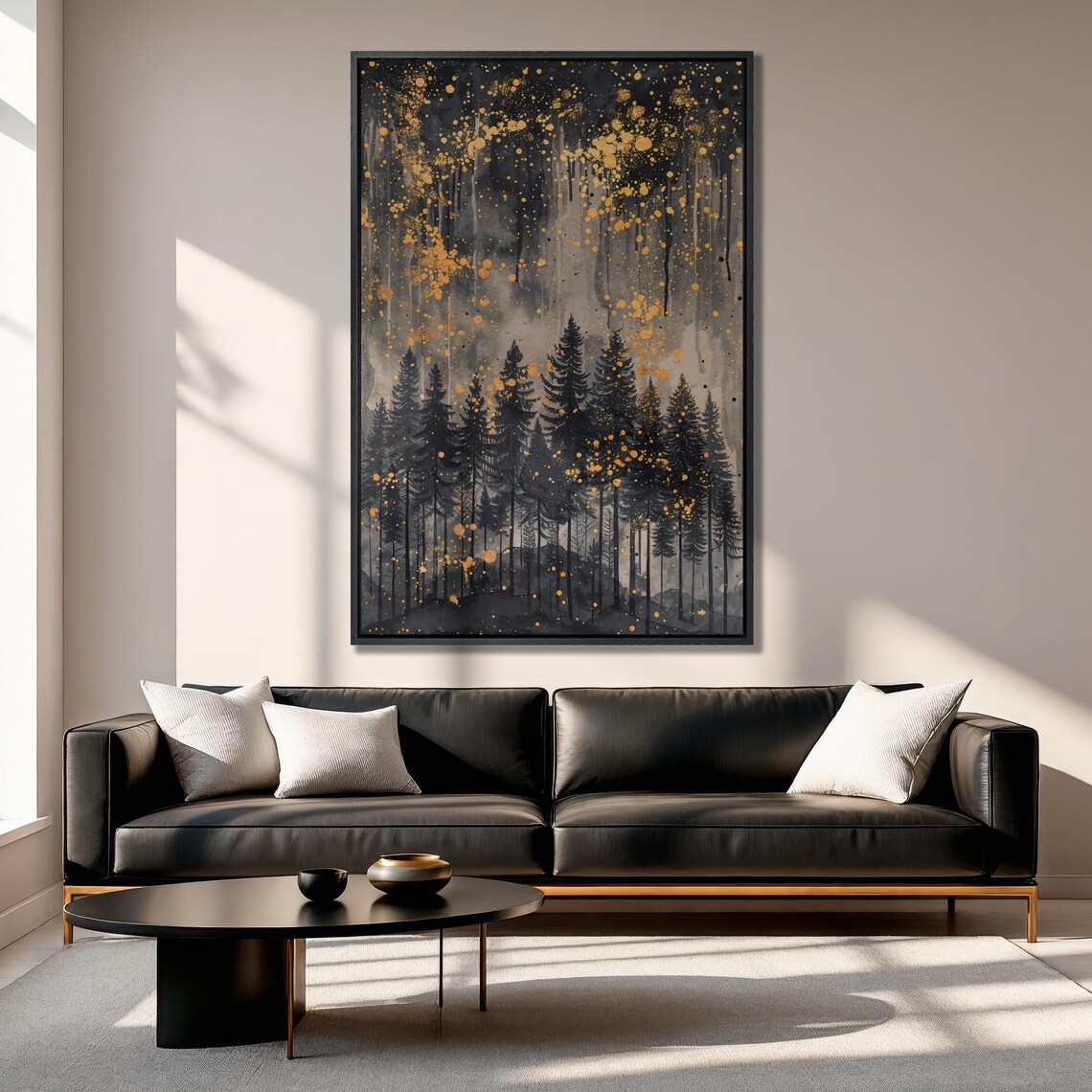 Starry Night Forest Abstract Pine Tree Art Print