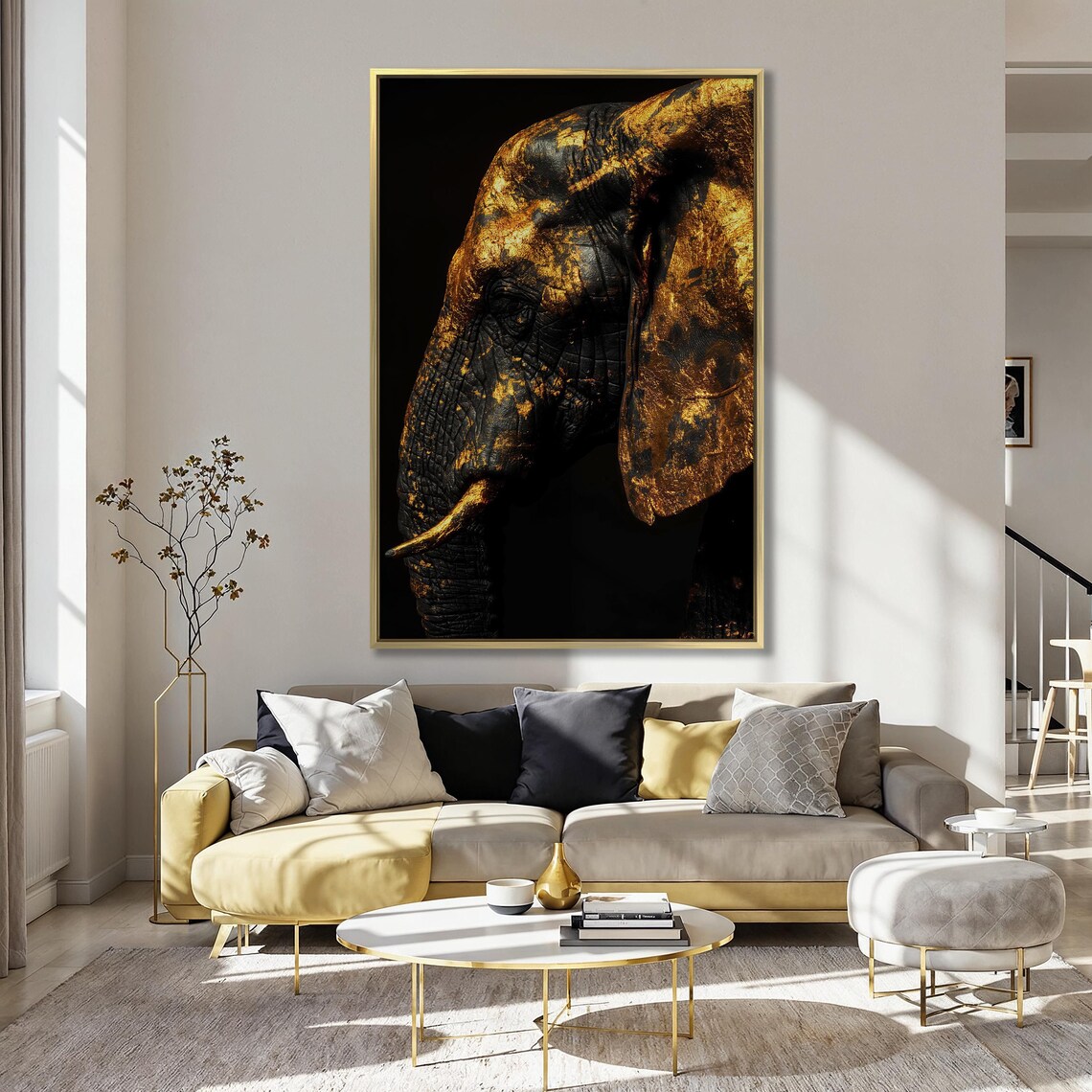 Gilded Elephant Profile, African Safari Poster Print - Image 4
