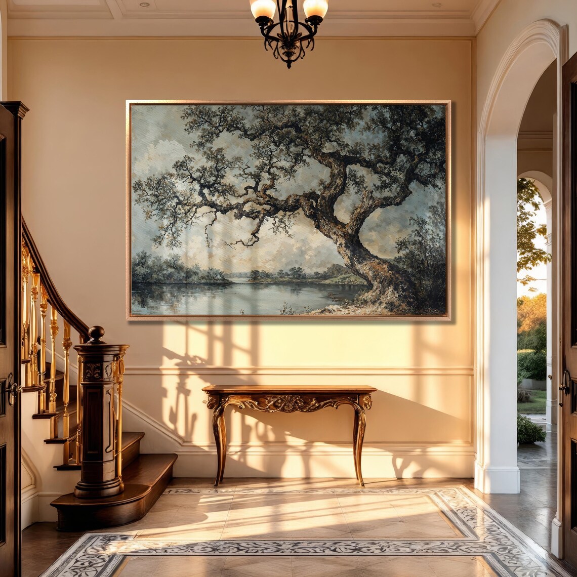 Peaceful Tree By the Lake Nature Landscape Art Print - Image 5
