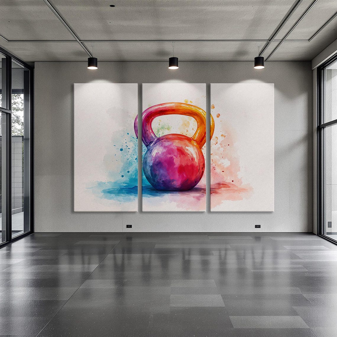 Watercolor Kettlebell In Purple And Red Tones Gym Fitness Art Poster - Image 6