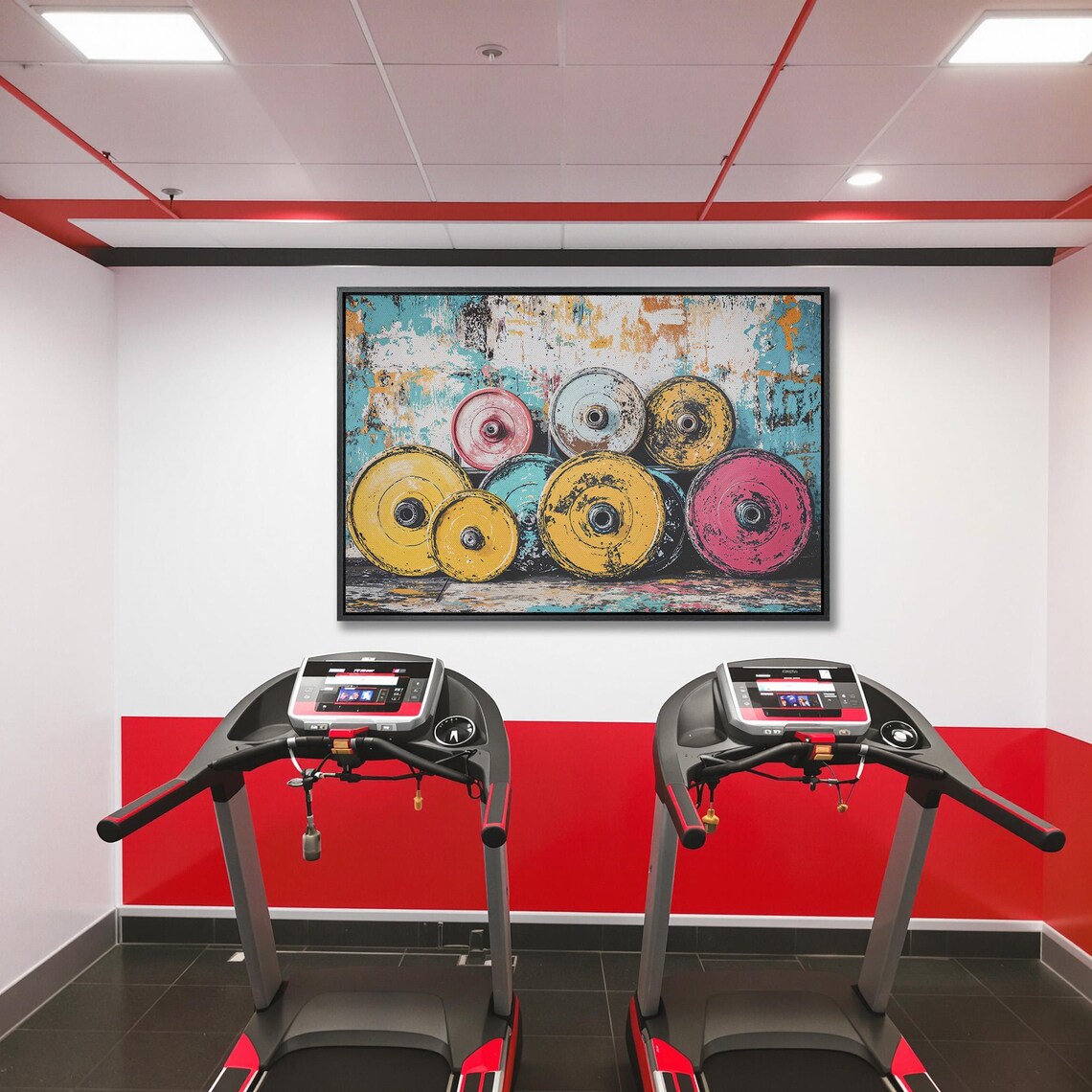 Colorful Barbell Weights Gym Art Print, Workout Decor - Image 5