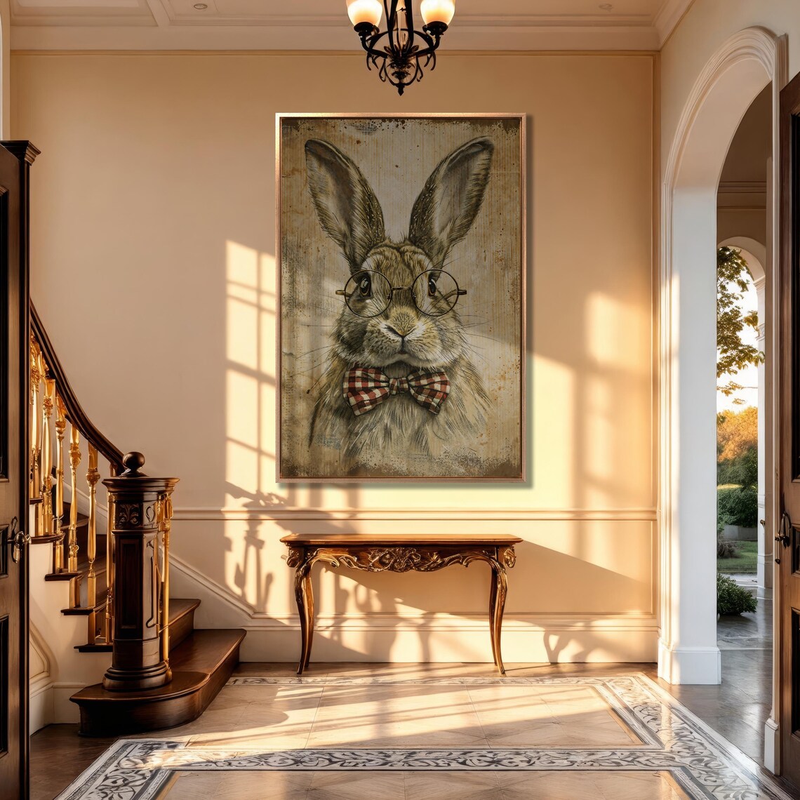 Vintage Scholar Bunny Art Print, Rabbit With Glasses - Image 5