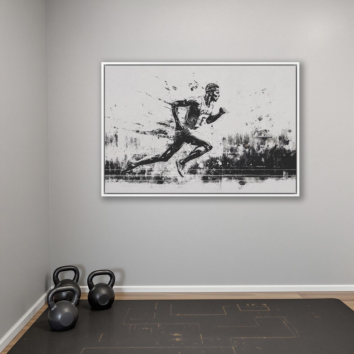 Sporty Runner, Black and White Wall Art Print - Image 4
