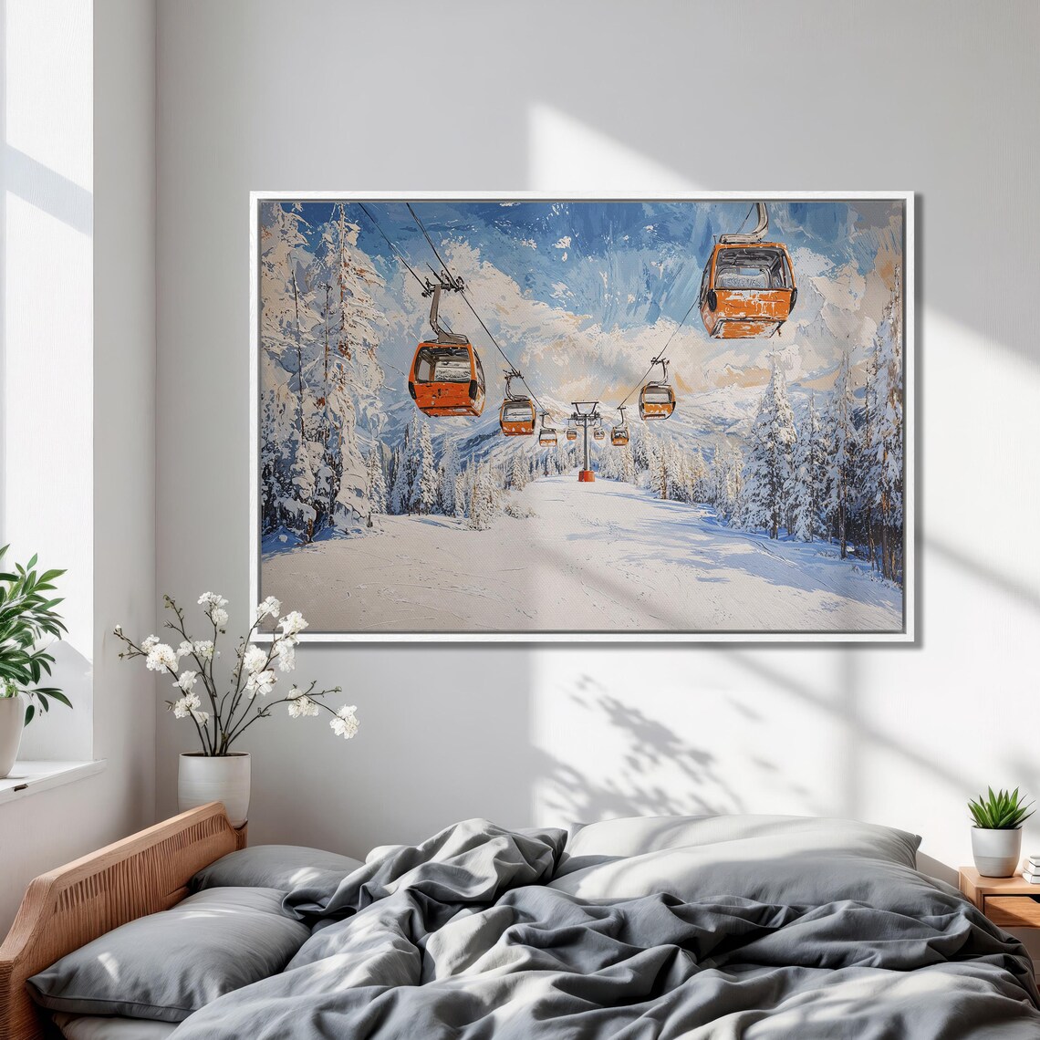 Ski Resort Winter Landscape, Skiing Poster Print - Image 4