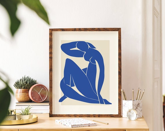 Matisse Exhibition Poster Blue Nude Art Paper Cut Outs French Abstract Art Cute Trendy Wall Art