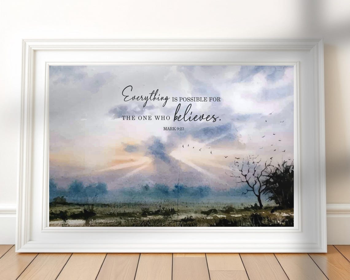 Mark 9 23 Everything Is Possible Scripture Watercolor Poster