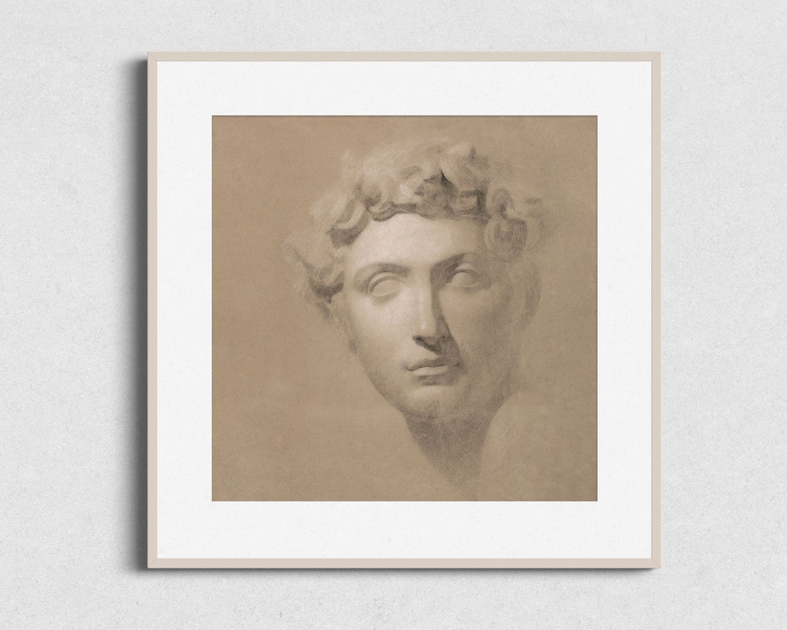Classical Roman Bust Vintage Sculpture Study Neutral Wall Art Poster