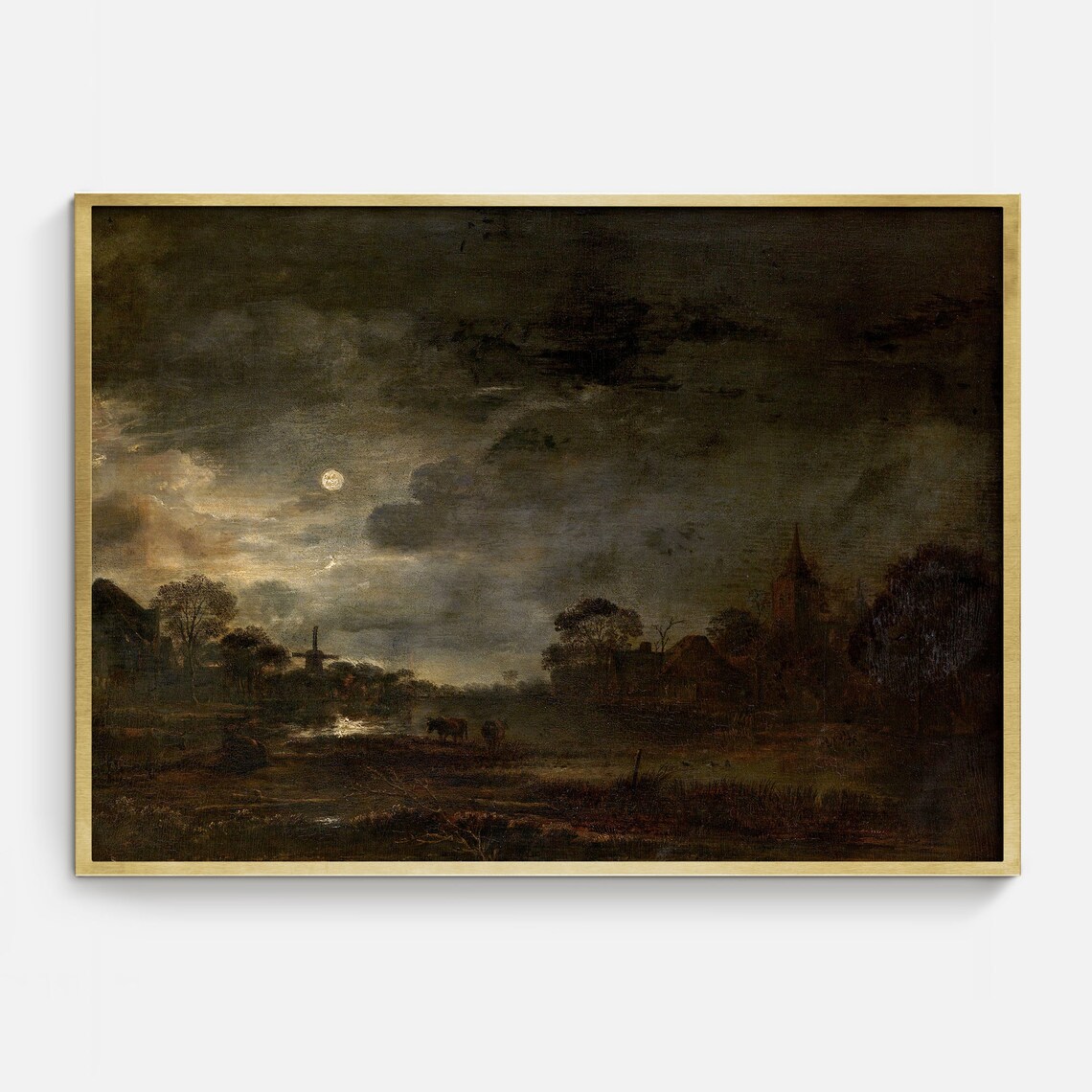 Full Moon On Farm Gothic Halloween Samhain Art Print