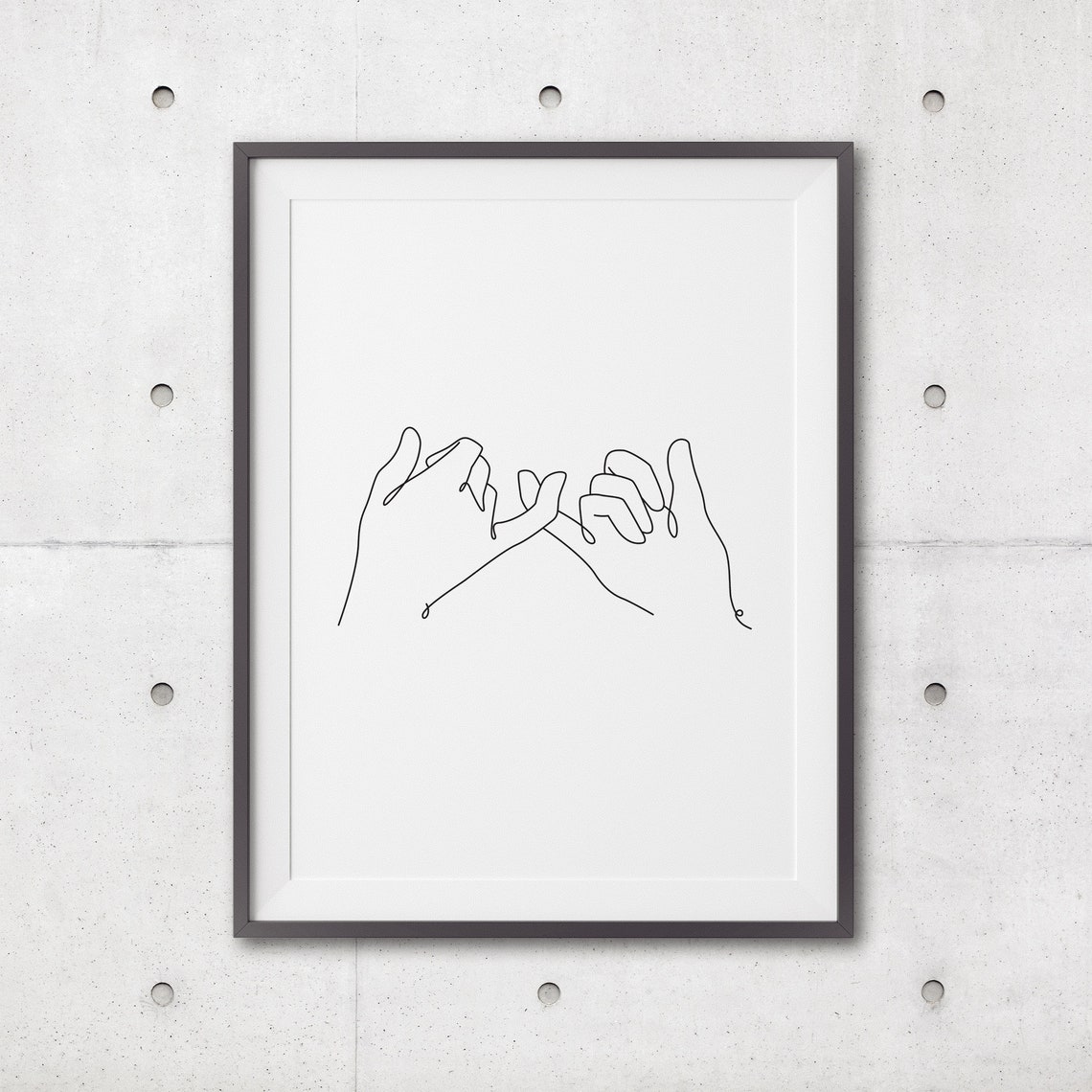 Pinky Promise Print Line Art Poster Line Art Minimal Pinky Swear Poster Black White Art Line Print Sketch Hand Drawing - Image 3