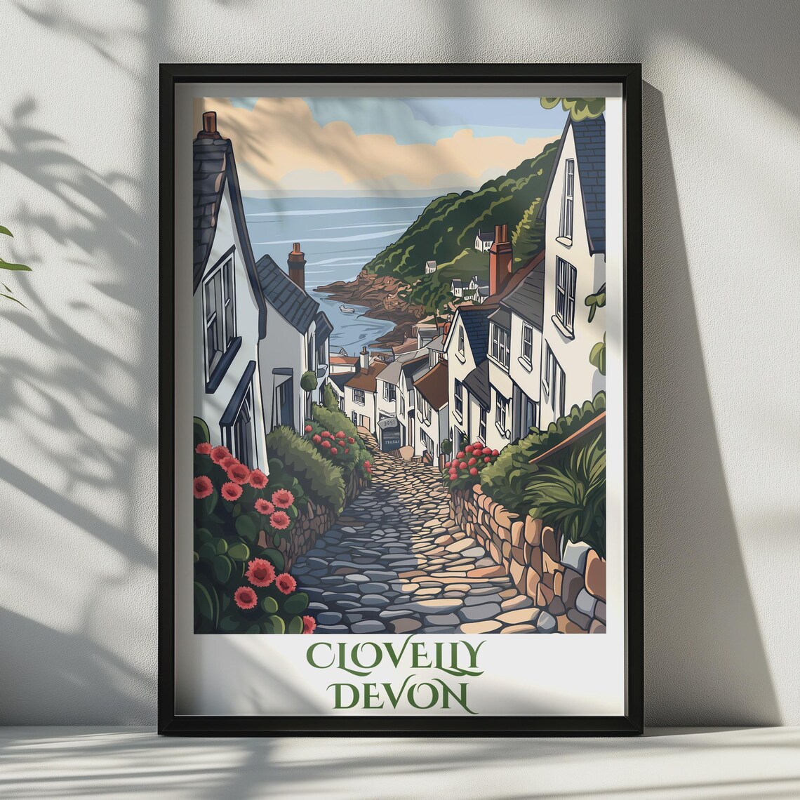 Clovelly Devon Village Cobbled Street Coastal England Travel Poster