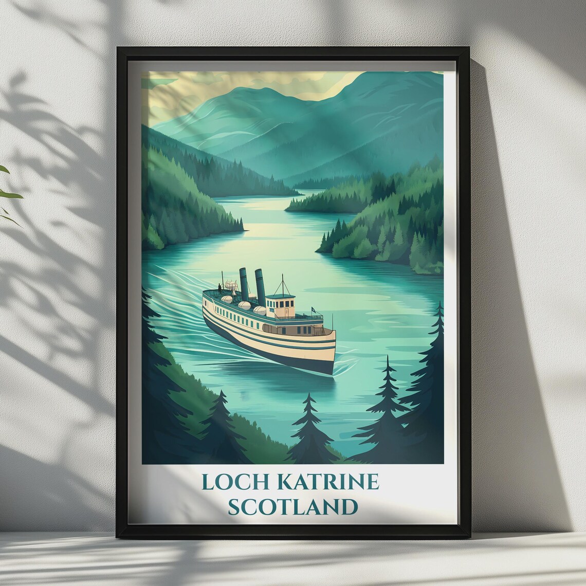 Loch Katrine Scotland Trossachs Steamship Vintage Lake Travel Poster