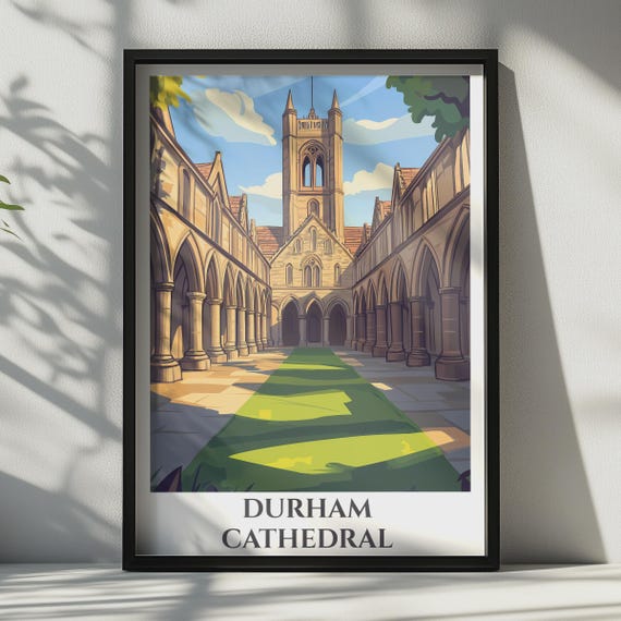 Durham Cathedral Poster England Travel Print Norman Architecture Wall Art