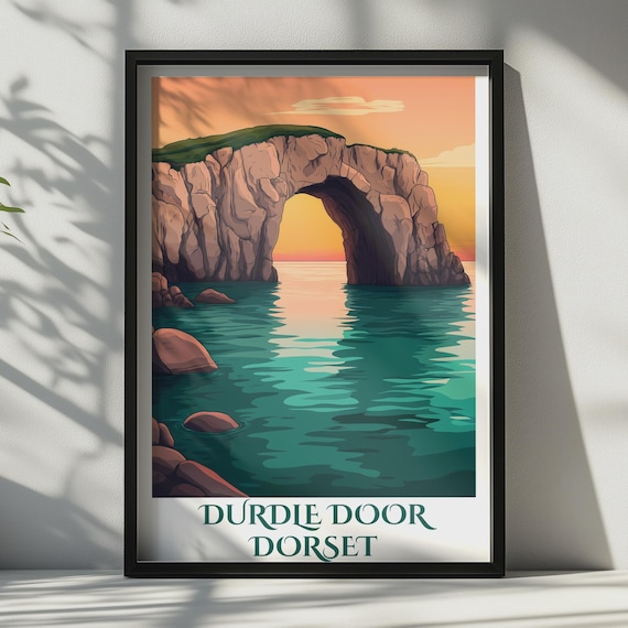 Durdle Door Dorset Travel Poster Jurassic Coast Wall Art England Coastal Print