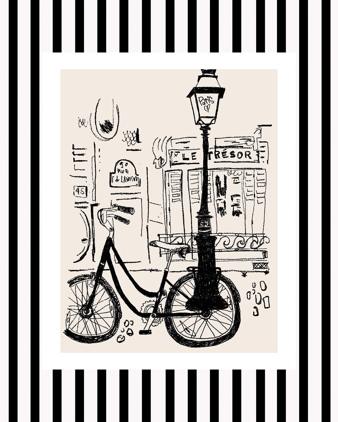 Le Tresor Paris Minimalist, Black-and-White Stripes Art Print - Image 2