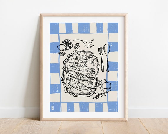Poisson Gicle Fine Art Print Wall Art Wall Decor Food Art Fish Art Food Illustration Illustration Art Art Print Kitchen Art