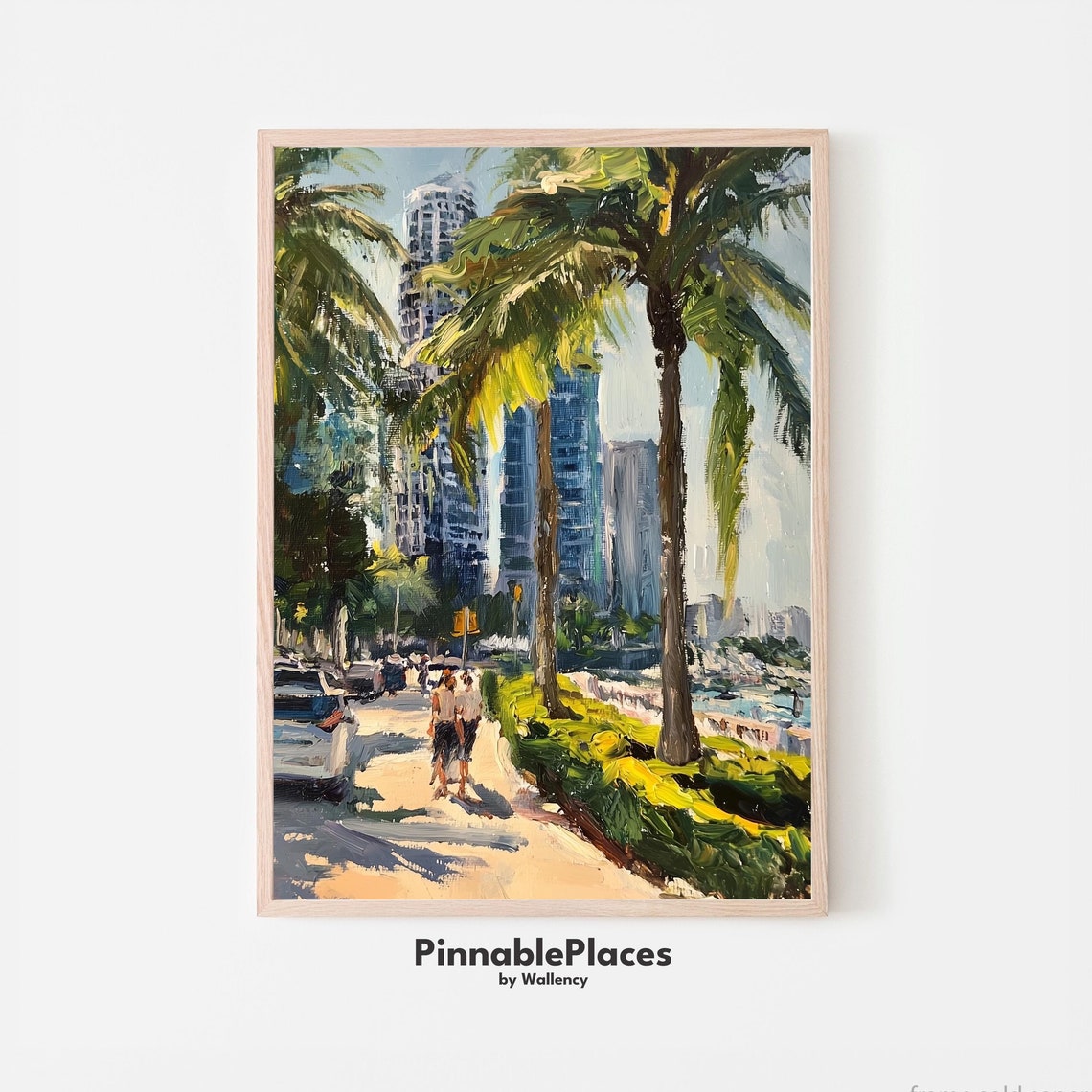 Miami Art Print Tropical Palm Trees Cityscape Painting File