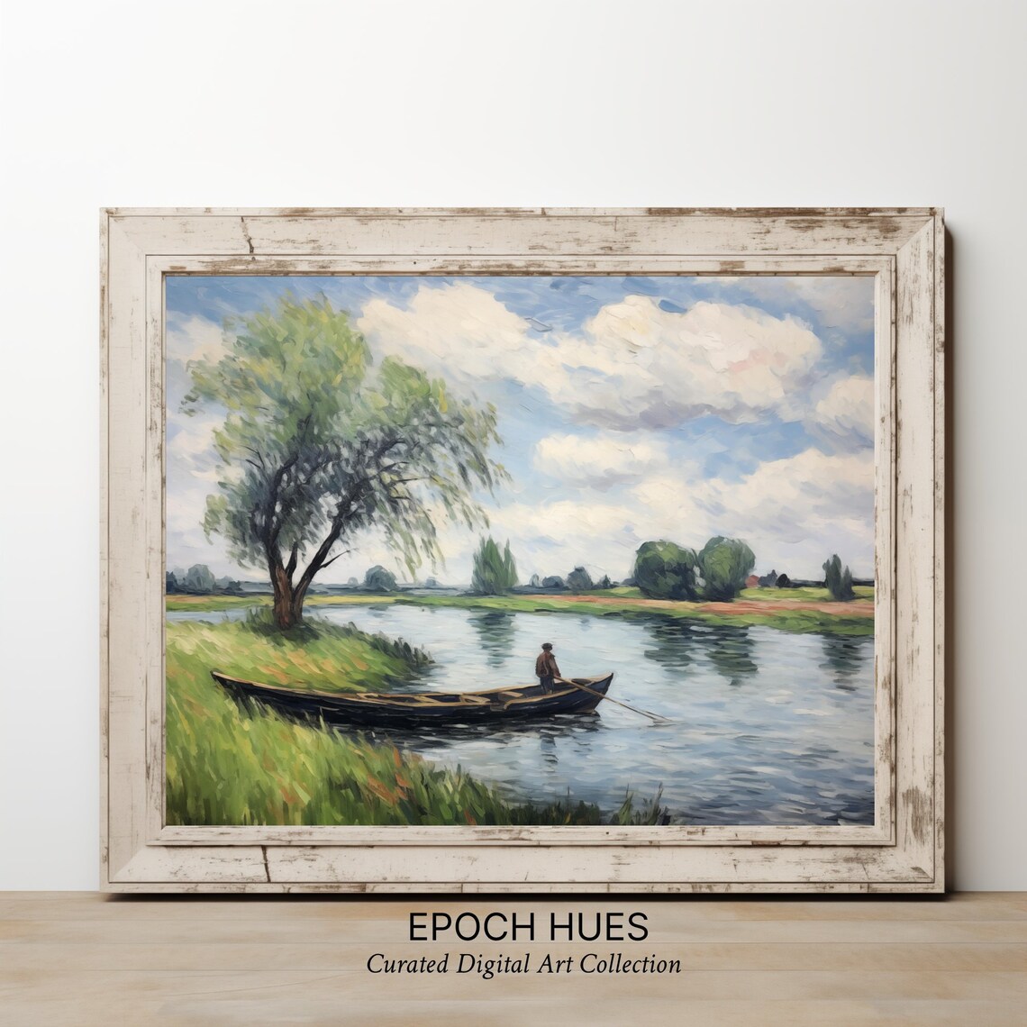 Impressionist River Landscape, Serene Nature Artwork - Image 3