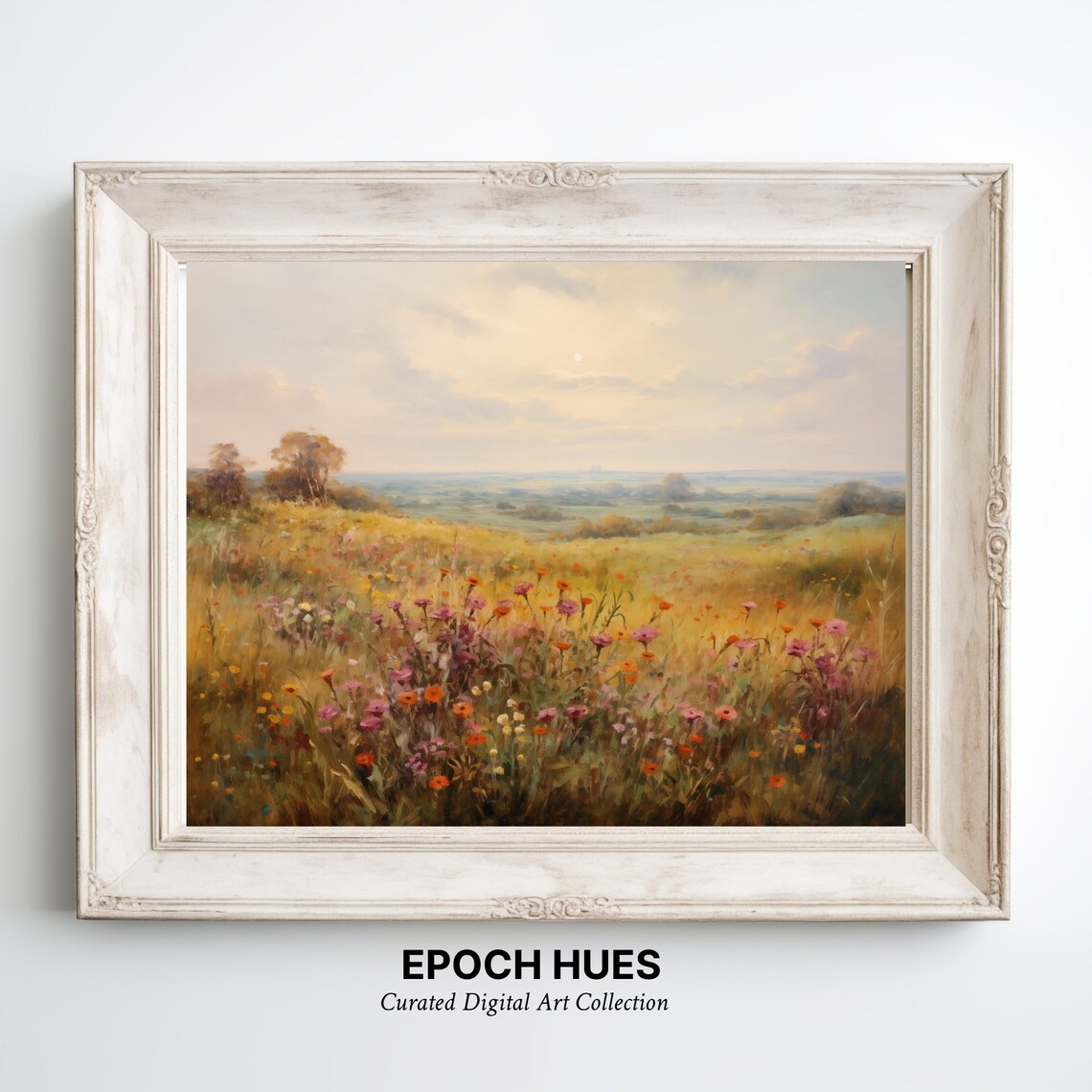 Golden Meadow Wildflower Landscape at Sunrise Oil Painting Poster - Image 3