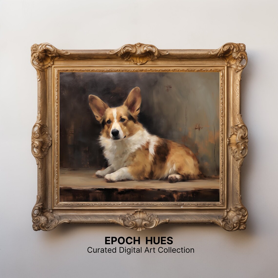 Corgi Dog Lying Down With Alert Ears Warm Vintage Pet Poster - Image 3