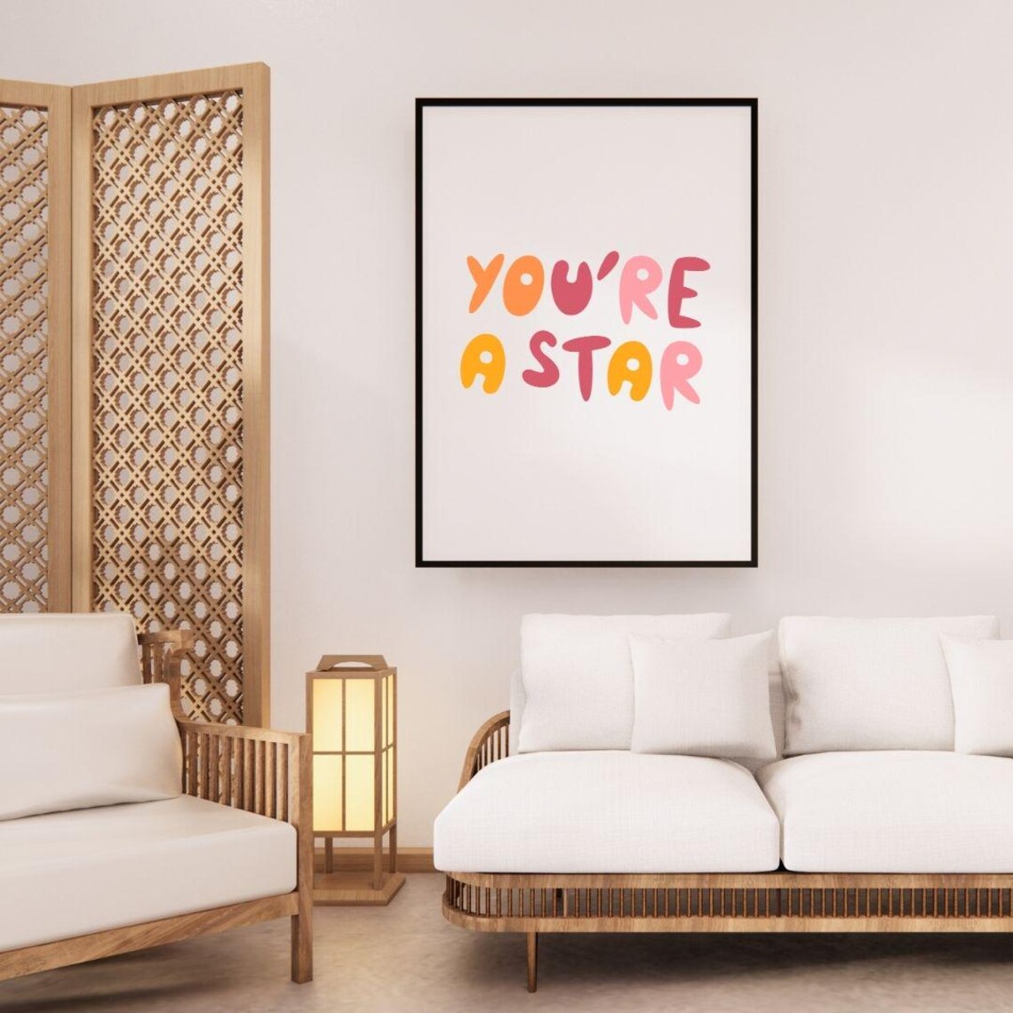 You Are A Star Colorful Hand Lettered Quote Poster For Kids Room